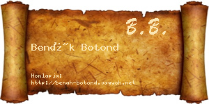 Benák Botond névjegykártya
